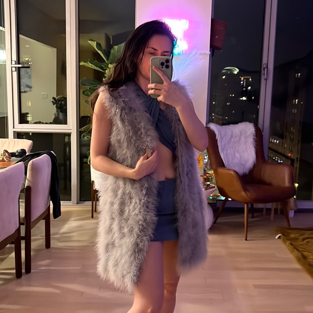Fuzzy gray vest